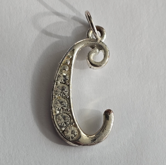 Letter C pendant charm silver tone alphabet initial monogram - Picture 6 of 7
